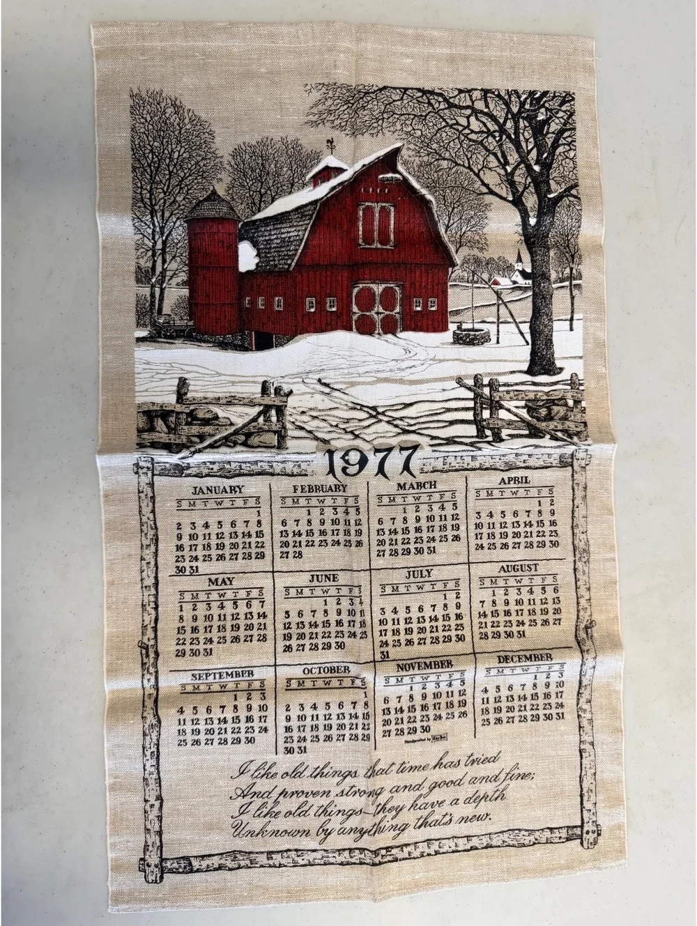 Vintage 1970s Hallmark Fabric Calendars - Set of 10